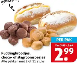 Hoogvliet Puddingbroodjes, choco of slagroomsoesjes aanbieding