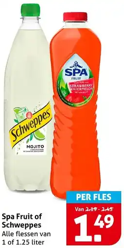 Hoogvliet Spa Fruit of Schweppes aanbieding