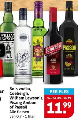 Hoogvliet Bols vodka, Coebergh, William Lawson's, Pisang Ambon of Passoã aanbieding