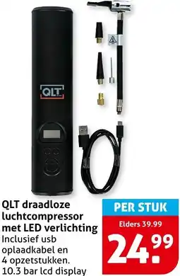 Hoogvliet QLT draadloze luchtcompressor met LED verlichting aanbieding