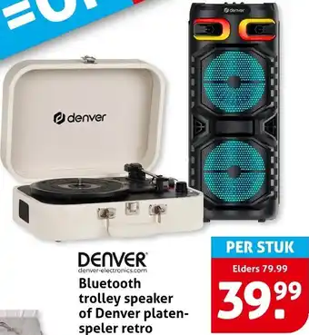 Hoogvliet Bluetooth trolley speaker of Denver platenspeler retro aanbieding