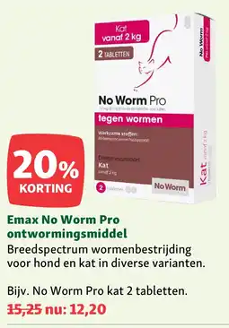 Maxi Zoo Emax No Worm Pro ontwormingsmiddel aanbieding