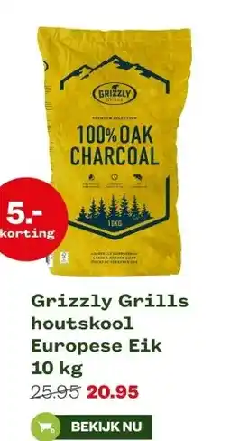 Welkoop Grizzly Grills houtskool Europese Eik 10 kg aanbieding