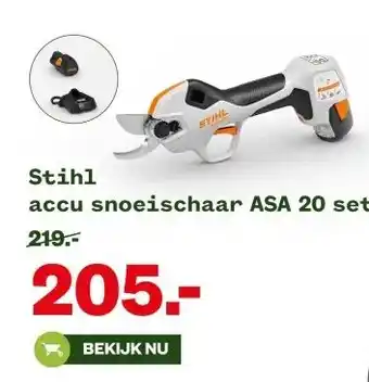 Welkoop Stihl accu snoeischaar ASA 20 set aanbieding