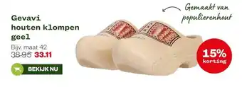 Welkoop Gevavi houten klompen geel aanbieding