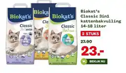 Welkoop Biokat's Classic 3in1 kattenbakvulling 14-18 liter aanbieding