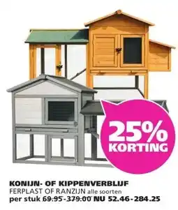 Ranzijn KONIJN- OF KIPPENVERBLIJF FERPLAST OF RANZIJN aanbieding
