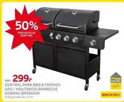 Praxis CENTRAL PARK BBQ & FRIENDS GAS-/ HOUTSKOOLBARBECUE COMPAC BRANDON aanbieding