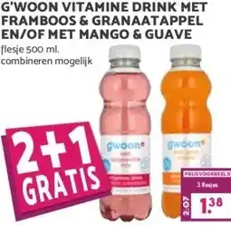 MCD Supermarkt G'WOON VITAMINE DRINK MET FRAMBOOS & GRANAATAPPEL EN/OF MET MANGO & GUAVE aanbieding