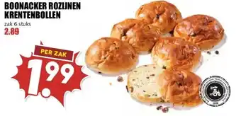 MCD Supermarkt BOONACKER ROZIJNEN KRENTENBOLLEN aanbieding