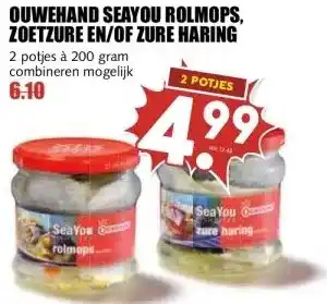 MCD Supermarkt OUWEHAND SEAYOU ROLMOPS, ZOETZURE EN/OF ZURE HARING aanbieding
