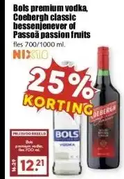 MCD Supermarkt Bols premium vodka, Coebergh classic bessenjenever of Passoã passion fruits aanbieding
