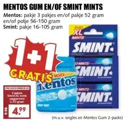 MCD Supermarkt MENTOS GUM EN/OF SMINT MINTS aanbieding