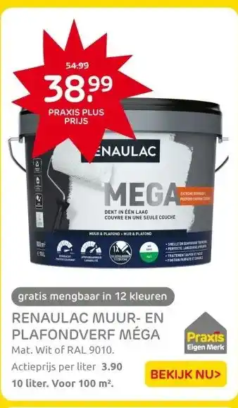 Praxis RENAULAC MUUR- EN PLAFONDVERF MÉGA aanbieding