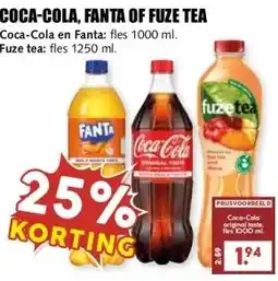 MCD Supermarkt COCA-COLA, FANTA OF FUZE TEA aanbieding