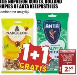 MCD Supermarkt ALLE NAPOLEON KOGELS, HOLLAND HOPJES OF ANTA KEELPASTILLES aanbieding