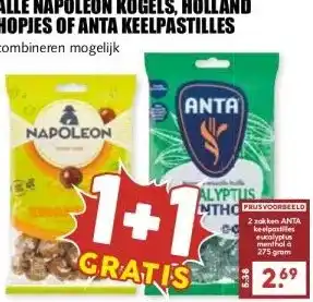MCD Supermarkt ALLE NAPOLEON KOGELS, HOLLAND HOPJES OF ANTA KEELPASTILLES aanbieding