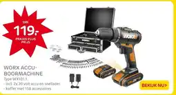 Praxis WORX ACCU- BOORMACHINE aanbieding