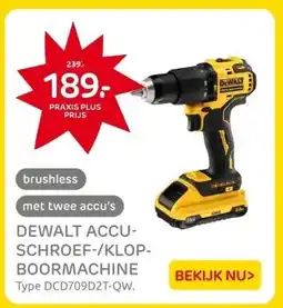 Praxis DEWALT ACCU- SCHROEF-/KLOP- BOORMACHINE aanbieding