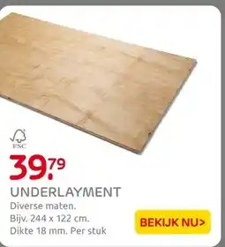 Praxis UNDERLAYMENT aanbieding