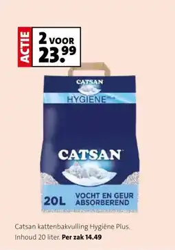 Intratuin Catsan kattenbakvulling Hygiëne Plus. Inhoud 20 liter. aanbieding