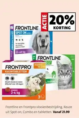 Intratuin Frontline en Frontpro vlooienbestrijding. Keuze uit Spot-on, Combo en tabletten. aanbieding