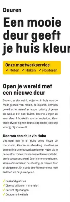 Hubo DeurenEen mooie deur geeft je huis kleur aanbieding
