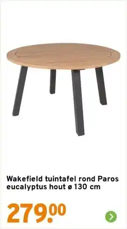 GAMMA Wakefield tuintafel rond Paros eucalyptus hout ø 130 cm aanbieding