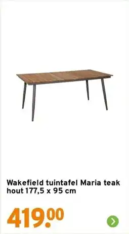 GAMMA Wakefield tuintafel Maria teak hout 177,5 x 95 cm aanbieding
