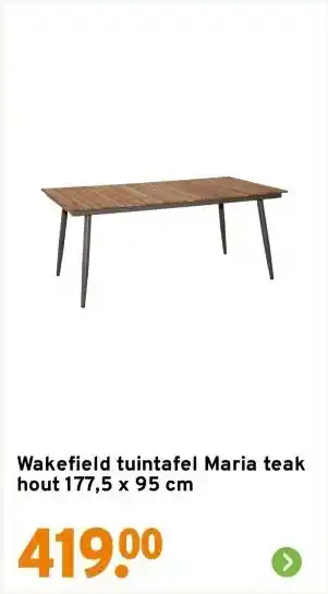 GAMMA Wakefield tuintafel Maria teak hout 177,5 x 95 cm aanbieding