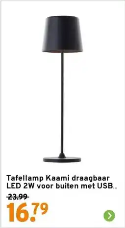 GAMMA Tafellamp Kaami draagbaar LED 2W voor buiten met USB oplaadbare accu, zwart aanbieding