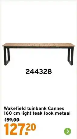 GAMMA Wakefield tuinbank Cannes 160 cm light teak look metaal aanbieding