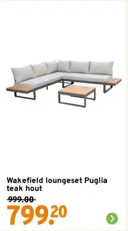 GAMMA Wakefield loungeset Puglia teak hout aanbieding