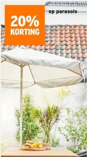 GAMMA 20% KORTING op parasols aanbieding