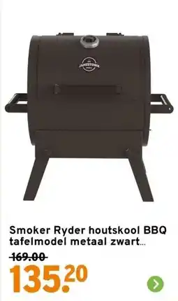 GAMMA Smoker Ryder houtskool BBQ tafelmodel metaal zwart 45,7x40 cm aanbieding