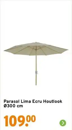 GAMMA Parasol Lima Ecru Houtlook Ø300 cm aanbieding