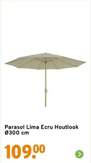 GAMMA Parasol Lima Ecru Houtlook Ø300 cm aanbieding