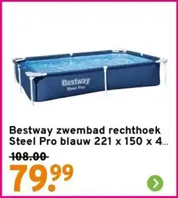 GAMMA Bestway zwembad rechthoek Steel Pro blauw 221 x 150 x 43 cm aanbieding