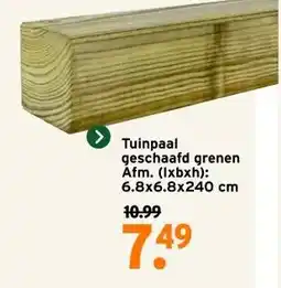 GAMMA Tuinpaal geschaafd grenen Afm. (lxbxh): 6.8x6.8x240 cm aanbieding