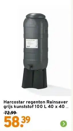 GAMMA Harcostar regenton Rainsaver grijs kunststof 100 L 40 x 40 x 126 aanbieding
