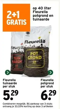 GAMMA 2+1 GRATIS op 40 liter Fleurella potgrond en tuinaarde aanbieding