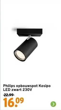 GAMMA Philips opbouwspot Kosipo LED zwart 230V aanbieding