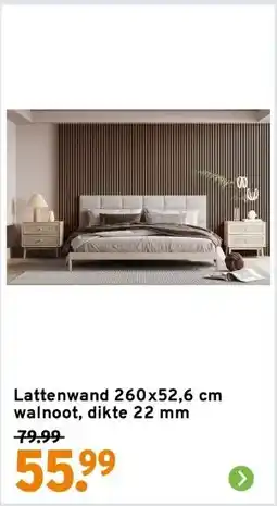GAMMA Lattenwand 260x52,6 cm walnoot, dikte 22 mm aanbieding
