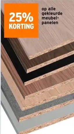 GAMMA 25% KORTING op alle gekleurde meubel- panelen aanbieding