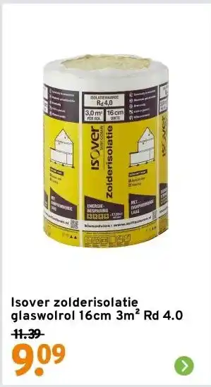 GAMMA Isover zolderisolatie glaswolrol 16cm 3m² Rd 4.0 aanbieding