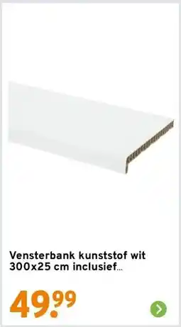 GAMMA Vensterbank kunststof wit 300x25 cm inclusief eindkappen aanbieding