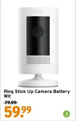 GAMMA Ring Stick Up Camera Battery Wit aanbieding