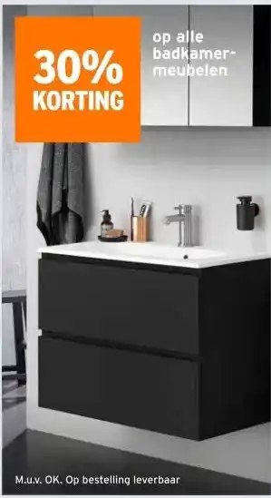 GAMMA 30% KORTING op alle badkamer- meubelen aanbieding