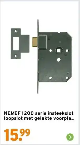 GAMMA NEMEF 1200 serie insteekslot loopslot met gelakte voorplaat Doorn 50mm aanbieding