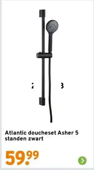 GAMMA Atlantic doucheset Asher 5 standen zwart aanbieding